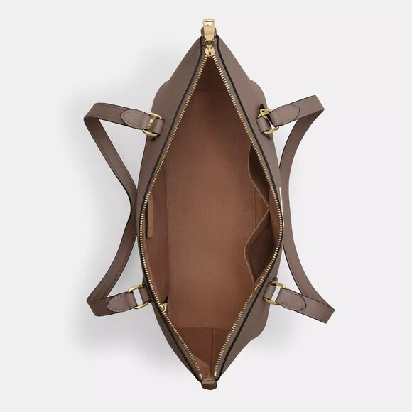 NWT Coach CV402 Gallery Tote Bag Crossgrain Leather Gold/Dark Stone *SEALED* - Picture 4 of 7